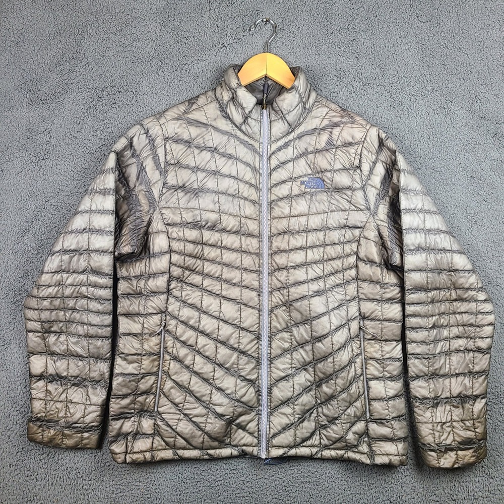 The North Face Thermoball Quilted Puffer Jacket Womens XL Grey Full Zip